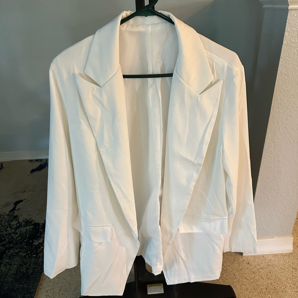 White Women's Blazer Jacket and Skirt